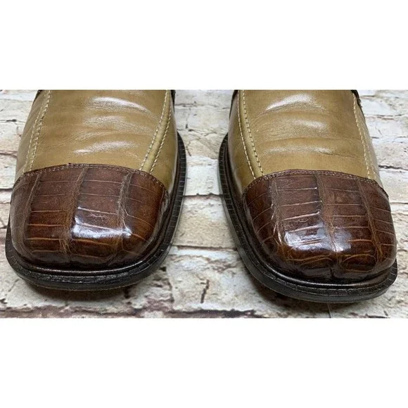 Belvedere Florence Men’s Genuine Crocodile Sand Brown Dress Shoes Size 12M